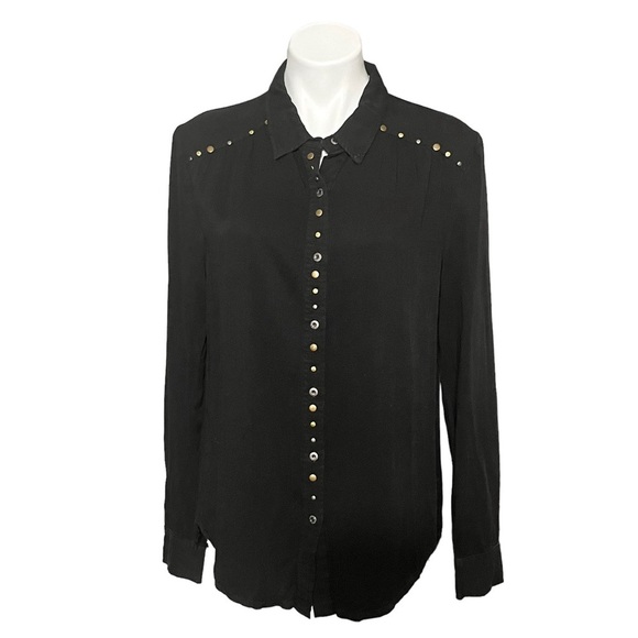 Miss Me Tops - Miss Me Studded Button Down Blouse Size Medium Black